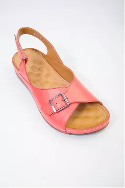 Босоніжки коралові шкіряні великих розмірів 