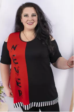 Туніка з відкритим плечем батал