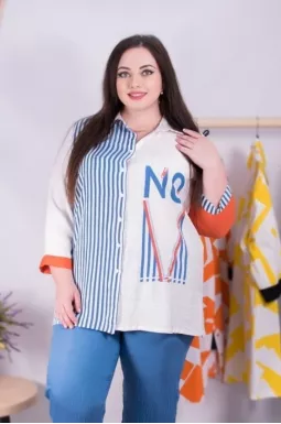 Сорочка-туніка на гудзиках батал