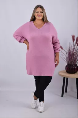 Однотонна в'язана туніка батал