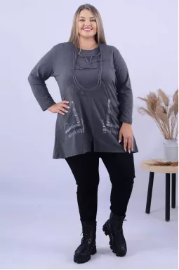 Туніка трапеція з прикрасою супер батал