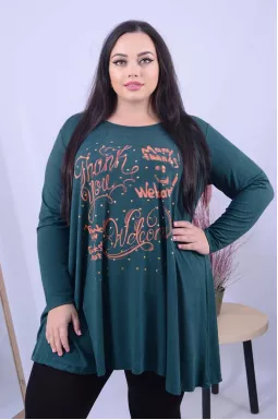 Туніка трапеція з принтом і металевими елементами супер батал