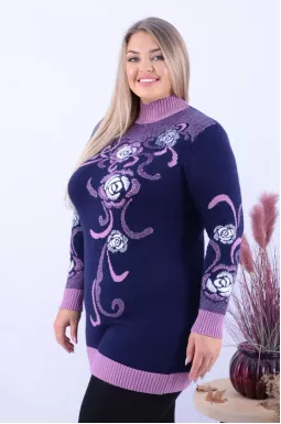Тепла в'язана туніка з візерунками батал