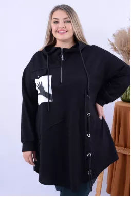 Туніка довга трапеція з принтом батал