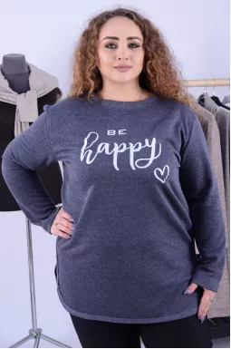 Туніка вкорочена з надписом Be Happy супер батал