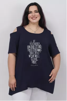 Туніка коротка з відкритими плечима супер батал