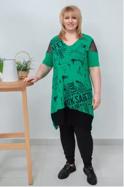 Туніка довга з вставками із сітки супер батал