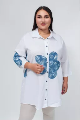 Туніка сорочка з джинсовим принтом батал