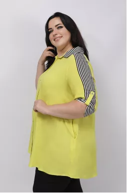 Сорочка туніка зі смугастими вставками батал