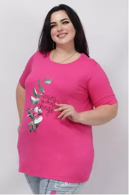 Туника прямая с нежным принтом супер батал
