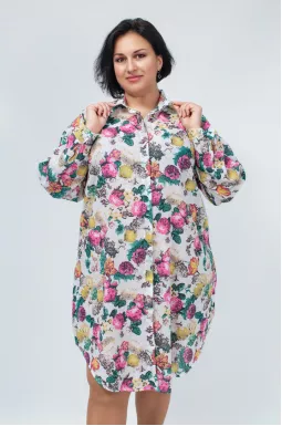 Туніка довга сорочка з квітковим принтом супер батал