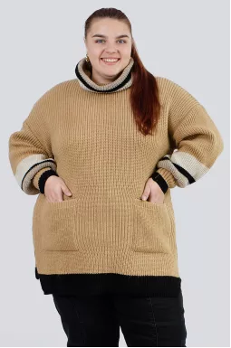 В'язана туніка з горлом і об'ємними рукавами супер батал