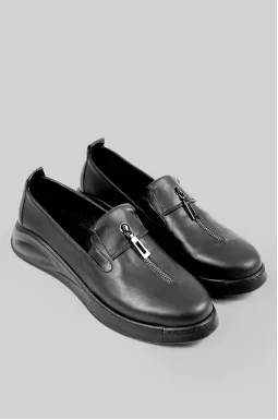 Туфли черные кожаные с молнией больших размеров