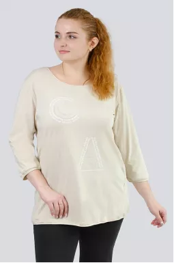 Пряма трикотажна туніка з блискітками супер батал