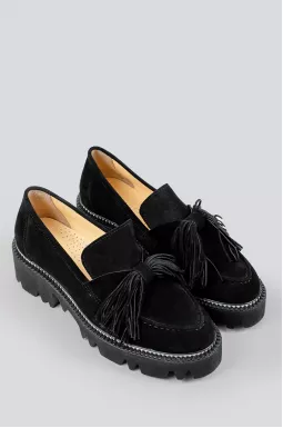 Лоферы замшевые с украшением больших размеров