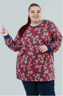 Туніка коротка в різнокольоровий принт супер батал