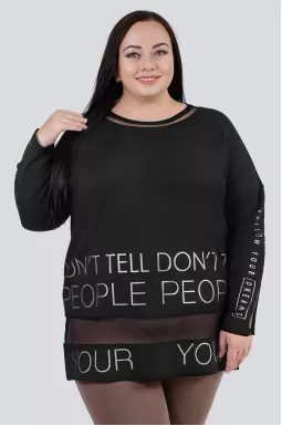 Туніка з сіткою і написами батал