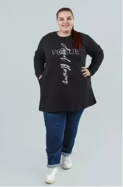 Туніка трапеція декорована написами супер батал