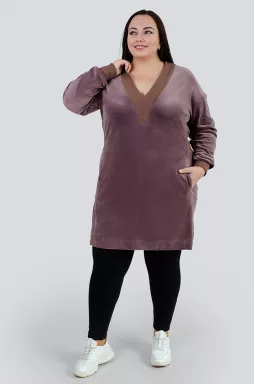 Туника длинная велюровая батал