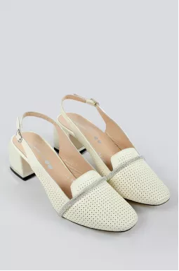 Елегантні кремові слінгбеки зі стразами великих розмірів