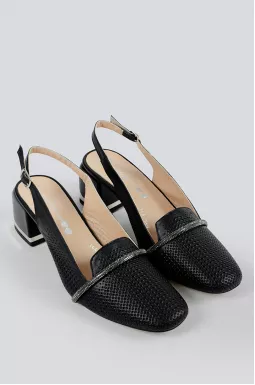 Слінгбеки із перфорованої шкіри з декором великих розмірів