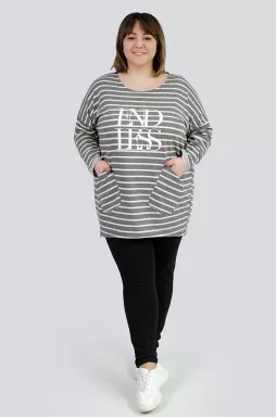 Туніка трикотажна в смужку великих розмірів
