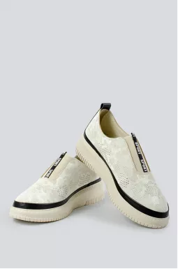 Туфлі бежево-чорні великих розмірів