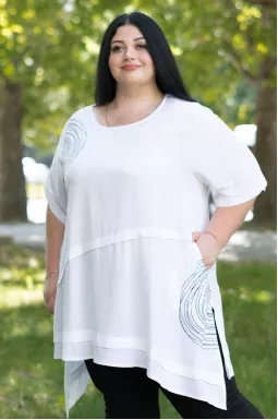Туніка штапельна з принтом великих розмірів
