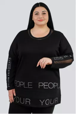 Туніка з сіточкою та написами великих розмірів