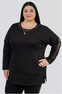 Туніка чорна з сіточкою великих розмірів