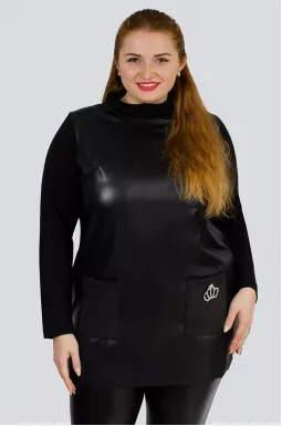 Туніка екошкіра та двунитка з прикрасою великих розмірів