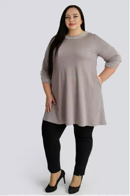 Туніка трикотажна з перлинами великих розмірів