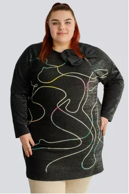 Туніка чорна зі сріблом великих розмірів