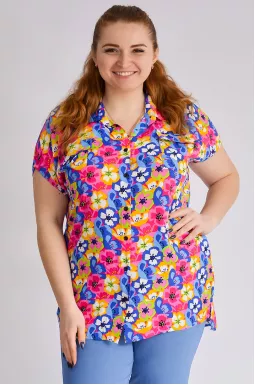 Туніка-сорочка штапельна в принт великих розмірів