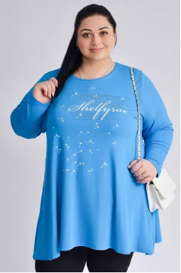 Туніка трапеція з принтом і стразами великих розмірів