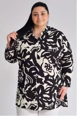 Туніка довга сорочка в принт великих розмірів