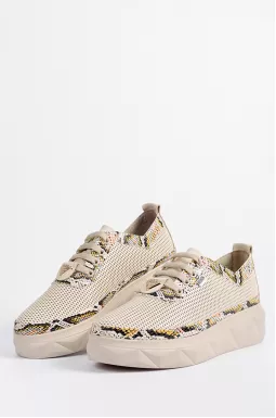 Туфлі кремові зі зміїним принтом великих розмірів