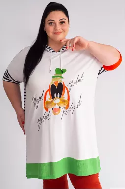 Туніка довга з мультяшним принтом великих розмірів