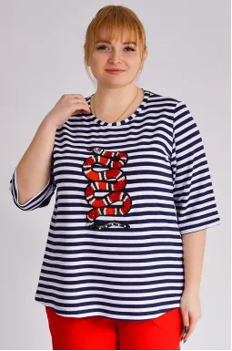 Туніка смугаста з декором із бісеру великих розмірів