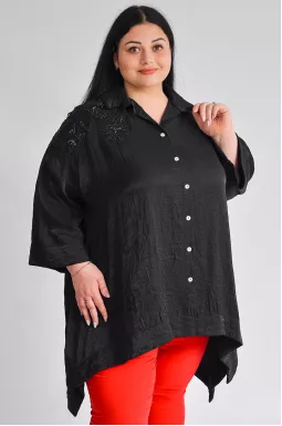 Туніка-сорочка з декором із бісеру великих розмірів