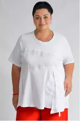 Туніка з косими фактурними вставками великих розмірів