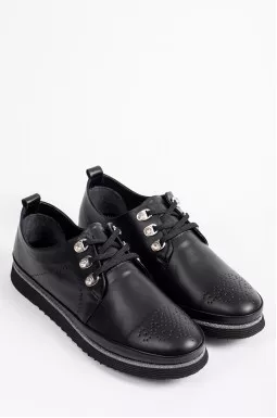 Чорні шкіряні туфлі зі сріблястою каймою великих розмірів