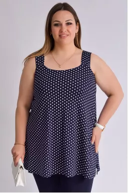 Туніка-майка коротка трапеція в горох великих розмірів