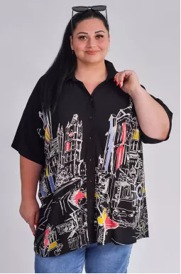 Туніка-сорочка з арт-принтом великих розмірів