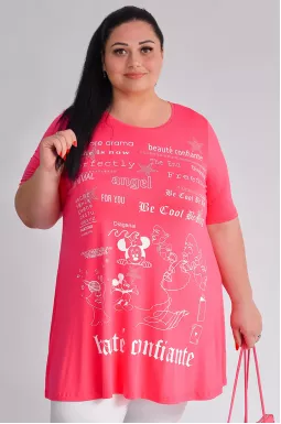 Туніка трапеція зі стразами та графікою велих розмірів