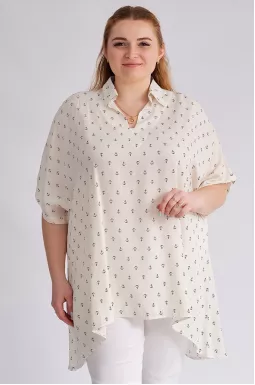 Туніка з принтом у формі якорів великих розмірів