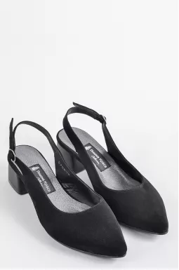 Замшевые туфли на каблуке черного цвета больших размеров