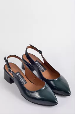 Лаковые туфли на каблуке в цвете бутылка больших размеров