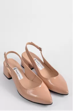Лаковые туфли на каблуке в цвете пудра больших размеров
