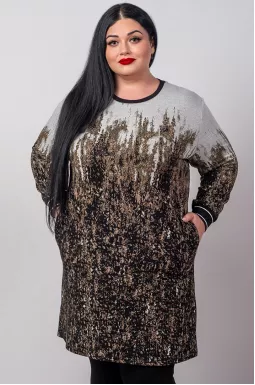 Туніка з дрібної в’язки з абстрактним візерунком великих розмірів